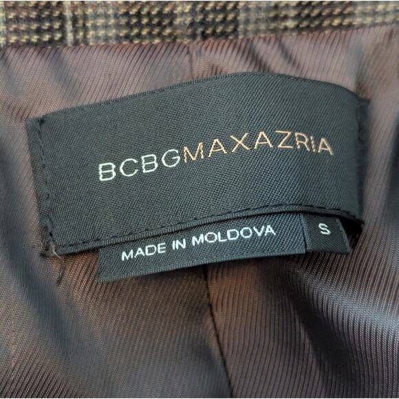 BCBG Max Azria Wool Houndstooth Academic Blazer Jacket Elbow Patches, Wmns S - Picture 6 of 7